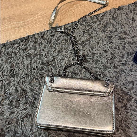 Zara Metallic Silver Crossbody Bag with Chain Detail - Picture 2 of 3